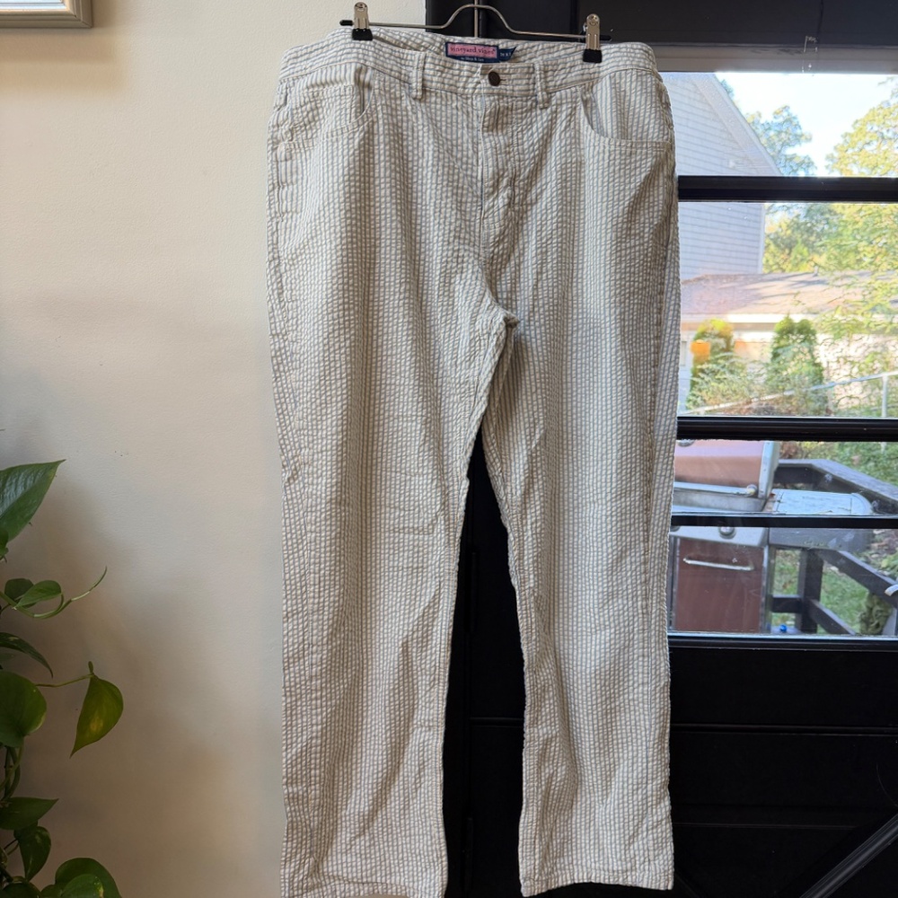 Vineyard Vines Men’s 38 X 32 Seersucker Blue/White Pinstripe‎ Club Pant
